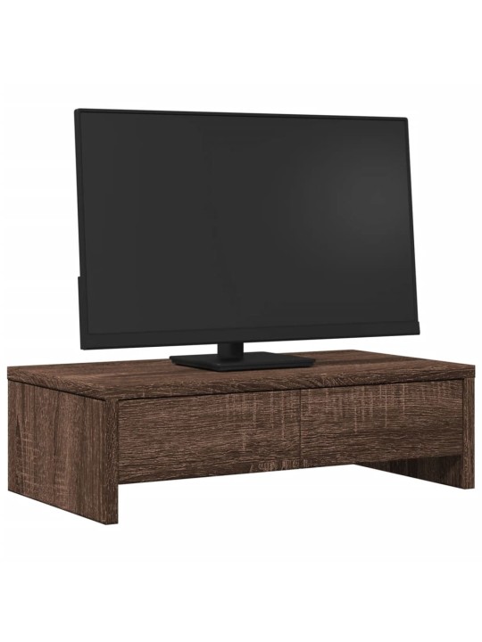Stojan na monitor se zásuvkami hnědý dub 50x27x15 cm kompozit