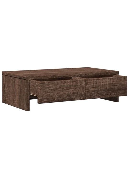 Stojan na monitor se zásuvkami hnědý dub 50x27x15 cm kompozit