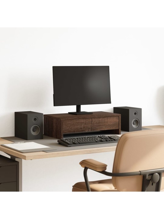 Stojan na monitor se zásuvkami hnědý dub 50x27x15 cm kompozit