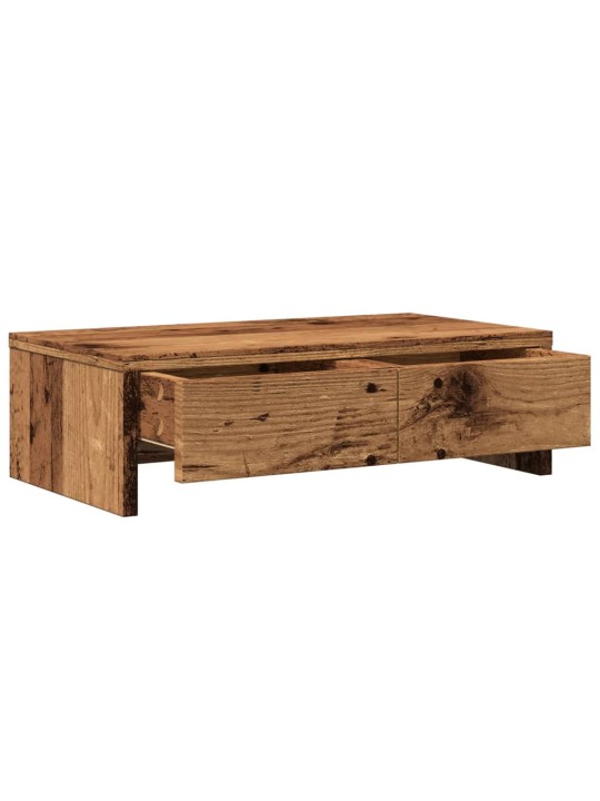Stojan na monitor se zásuvkami old wood 50x27x15 cm kompozit