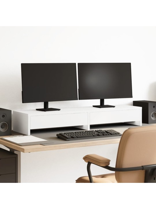Stojan na monitor se zásuvkami bílý 100x27x15 cm kompozit