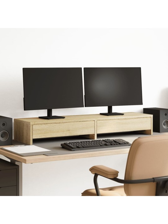 Stojan na monitor se zásuvkami dub sonoma 100x27x15 cm kompozit