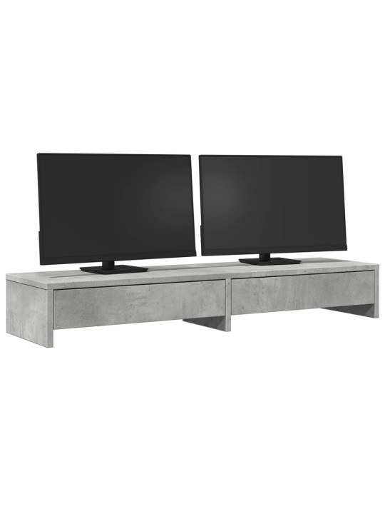 Stojan na monitor se zásuvkami betonově šedý 100 x 27 x 15 cm