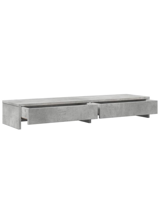 Stojan na monitor se zásuvkami betonově šedý 100 x 27 x 15 cm