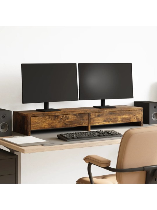 Stojan na monitor se zásuvkami kouřový dub 100x27x15cm kompozit
