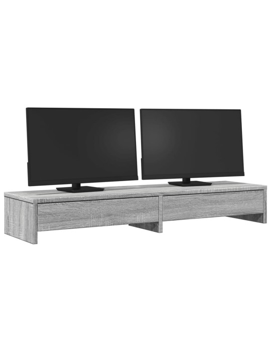 Stojan na monitor se zásuvkami šedý sonoma 100x27x15cm kompozit