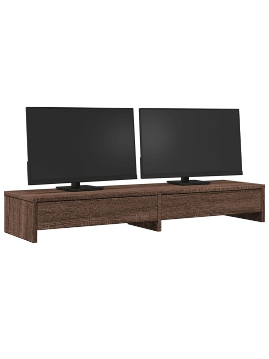 Stojan na monitor se zásuvkami hnědý dub 100x27x15 cm kompozit