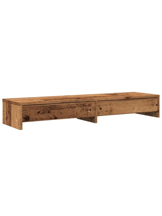 Stojan na monitor se zásuvkami old wood 100x27x15 cm kompozit