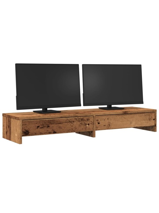 Stojan na monitor se zásuvkami old wood 100x27x15 cm kompozit