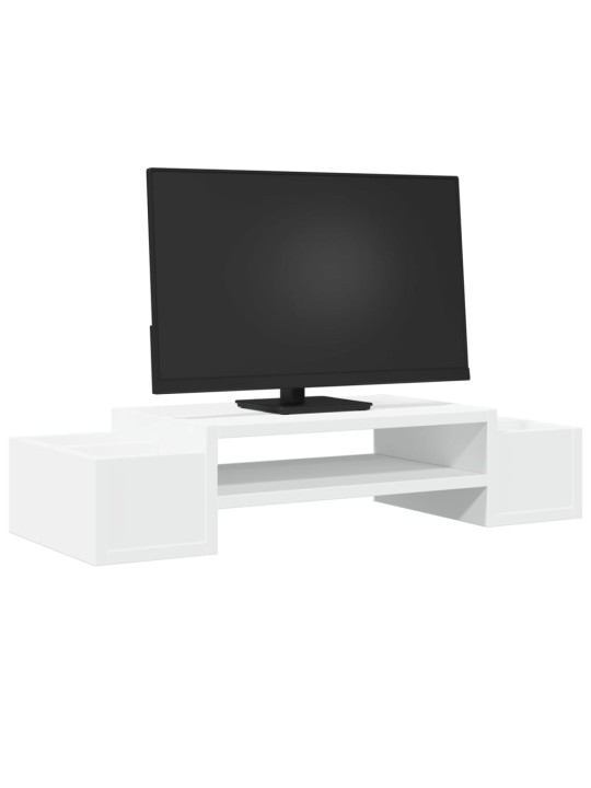 Stojan na monitor s úložným prostorem bílý 70x27x15 cm kompozit