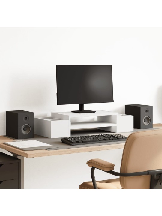 Stojan na monitor s úložným prostorem bílý 70x27x15 cm kompozit