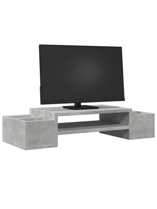Stojan na monitor s úložným prostorem betonově šedý 70x27x15 cm