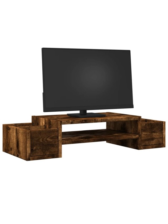 Stojan na monitor s úložným prostorem kouřový dub 70x27x15 cm