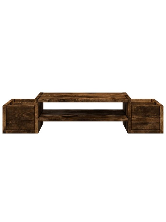 Stojan na monitor s úložným prostorem kouřový dub 70x27x15 cm