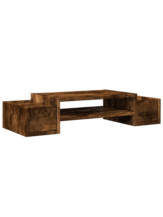 Stojan na monitor s úložným prostorem kouřový dub 70x27x15 cm