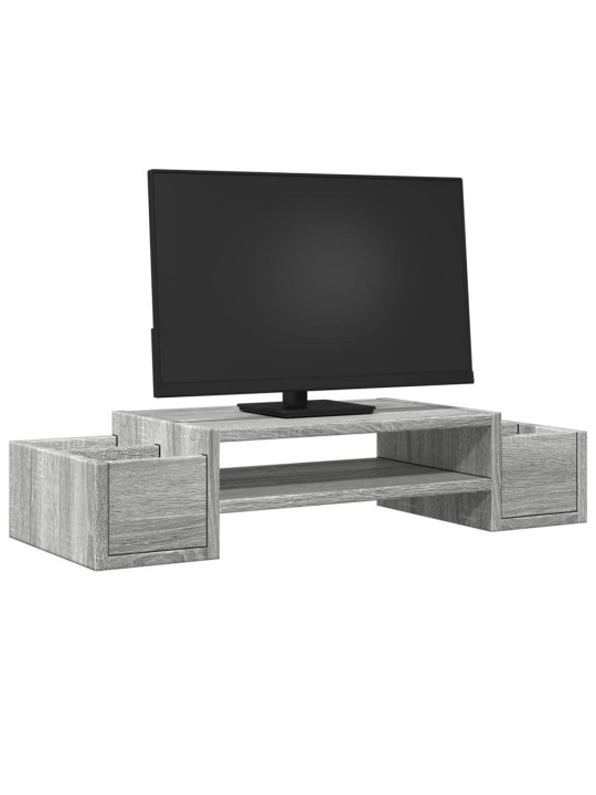 Stojan na monitor s úložným prostorem šedý sonoma 70x27x15 cm