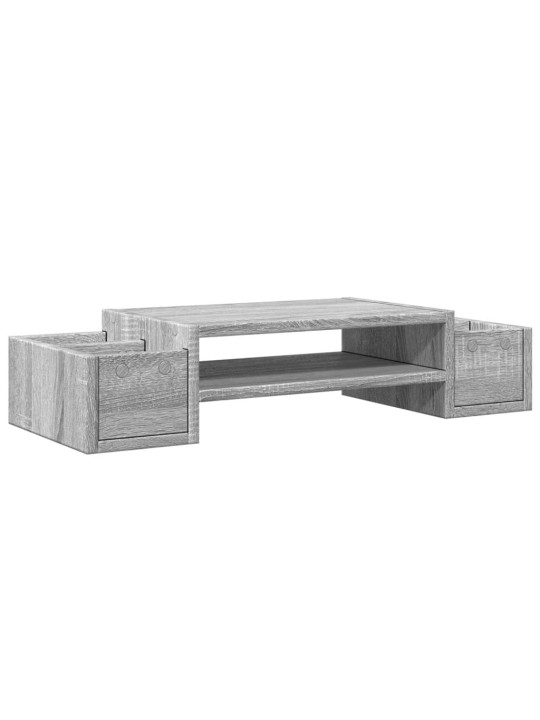 Stojan na monitor s úložným prostorem šedý sonoma 70x27x15 cm