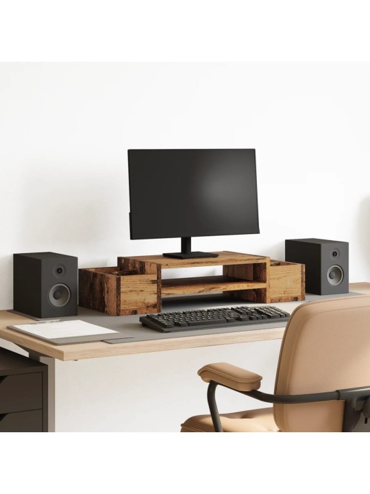 Stojan na monitor s úložným prostorem old wood 70x27x15 cm