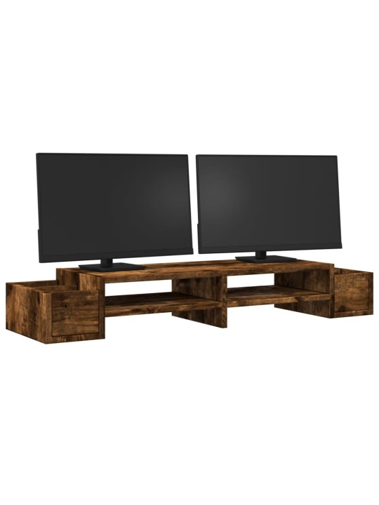 Stojan na monitor s úložným prostorem kouřový dub 100x27x15 cm