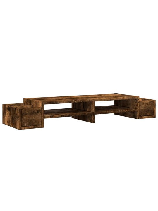 Stojan na monitor s úložným prostorem kouřový dub 100x27x15 cm