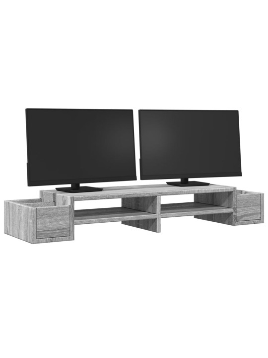 Stojan na monitor s úložným prostorem šedý sonoma 100x27x15 cm