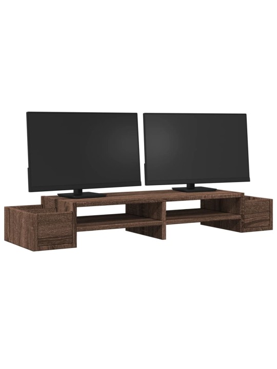 Stojan na monitor s úložným prostorem hnědý dub 100x27x15 cm