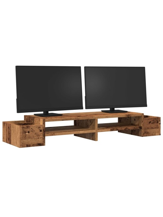 Stojan na monitor s úložným prostorem old wood 100 x 27 x 15 cm
