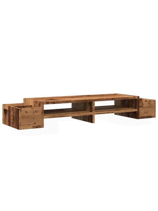 Stojan na monitor s úložným prostorem old wood 100 x 27 x 15 cm