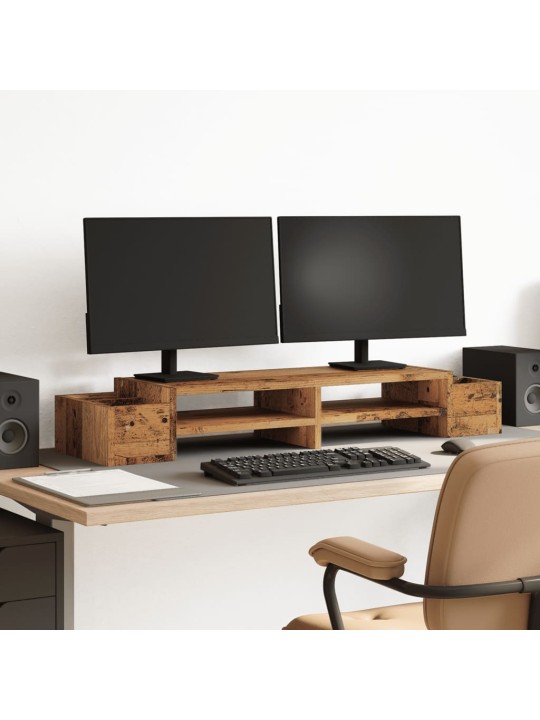 Stojan na monitor s úložným prostorem old wood 100 x 27 x 15 cm