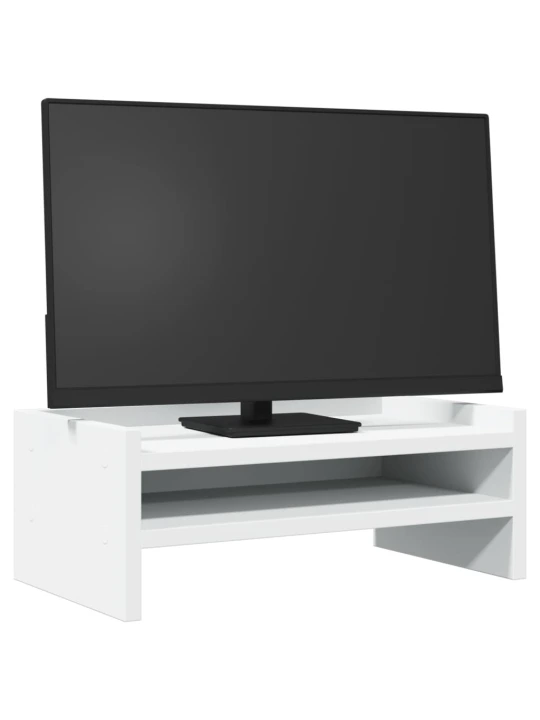 Stojan na monitor bílý 42 x 24 x 16 cm kompozitní dřevo