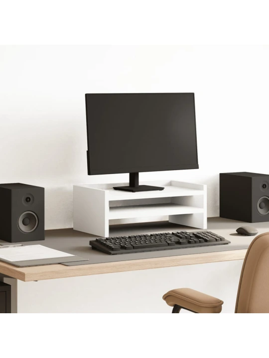 Stojan na monitor bílý 42 x 24 x 16 cm kompozitní dřevo