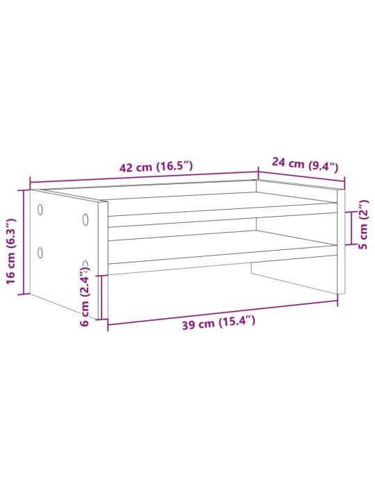 Stojan na monitor hnědý dub 42 x 24 x 16 cm kompozitní dřevo