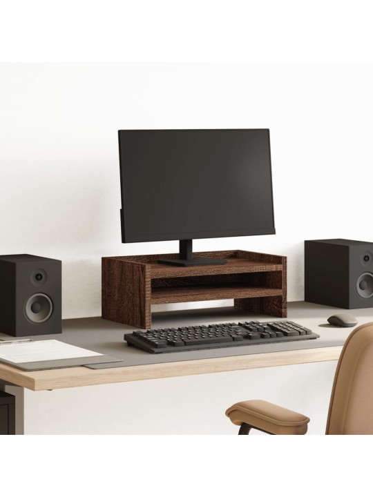 Stojan na monitor hnědý dub 42 x 24 x 16 cm kompozitní dřevo