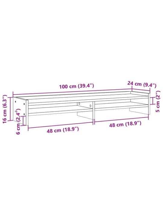 Stojan na monitor bílý 100 x 24 x 16 cm kompozitní dřevo