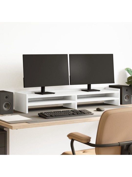Stojan na monitor bílý 100 x 24 x 16 cm kompozitní dřevo