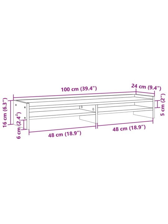 Stojan na monitor dub sonoma 100 x 24 x 16 cm kompozitní dřevo