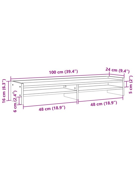 Stojan na monitor kouřový dub 100 x 24 x 16 cm kompozitní dřevo