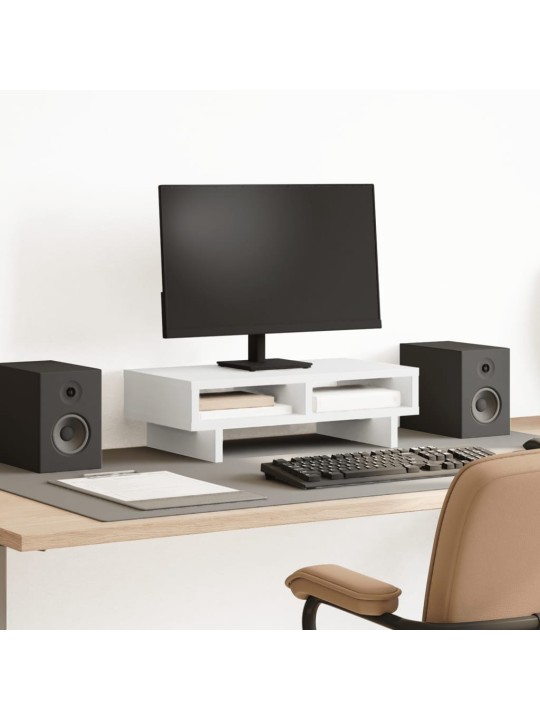 Stojan na monitor bílý 50 x 27 x 15 cm kompozitní dřevo