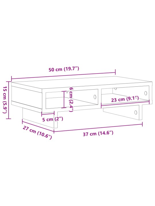 Stojan na monitor černý 50 x 27 x 15 cm kompozitní dřevo