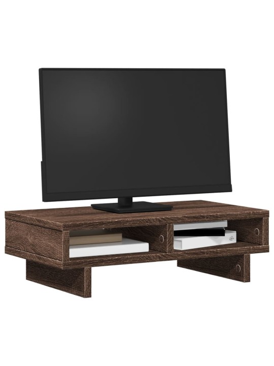 Stojan na monitor hnědý dub 50 x 27 x 15 cm kompozitní dřevo