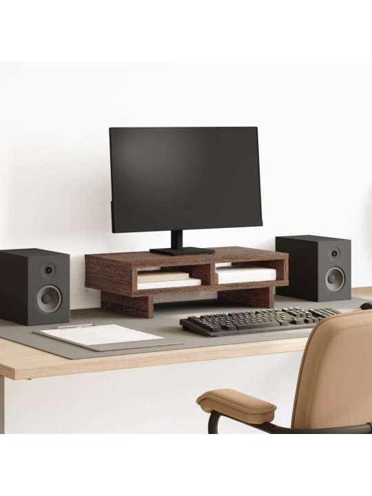 Stojan na monitor hnědý dub 50 x 27 x 15 cm kompozitní dřevo