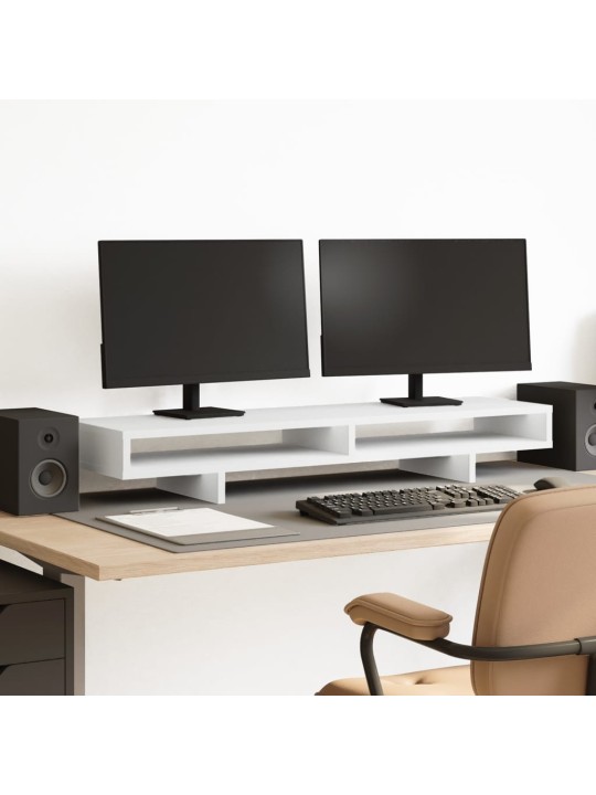 Stojan na monitor bílý 100 x 27 x 15 cm kompozitní dřevo