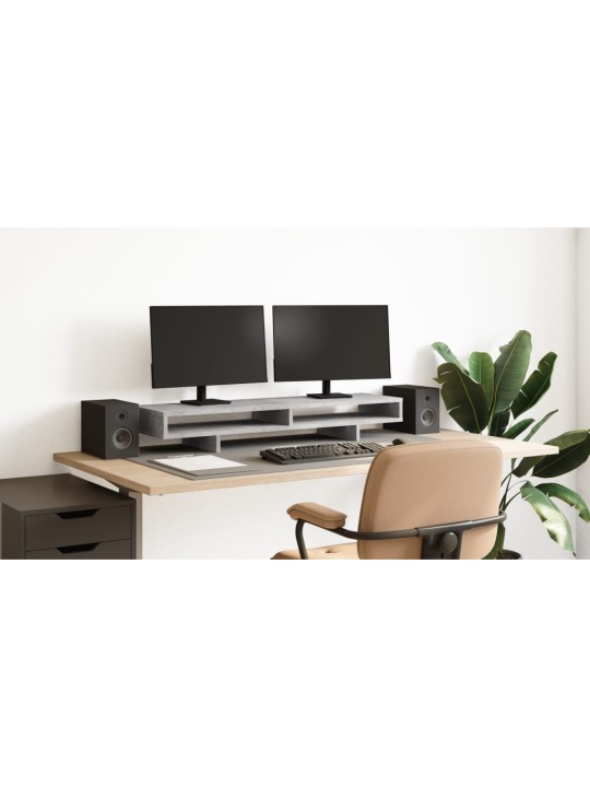 Stojan na monitor betonově šedý 100x27x15 cm kompozitní dřevo