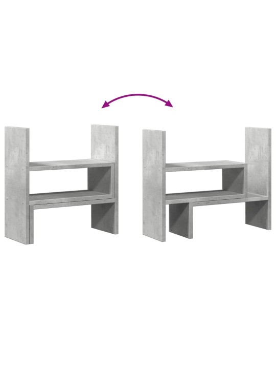 Stolní organizér nastavitelný betonově šedý 40x17x41cm kompozit