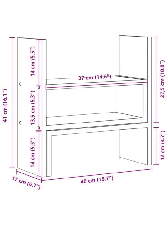Stolní organizér nastavitelný betonově šedý 40x17x41cm kompozit