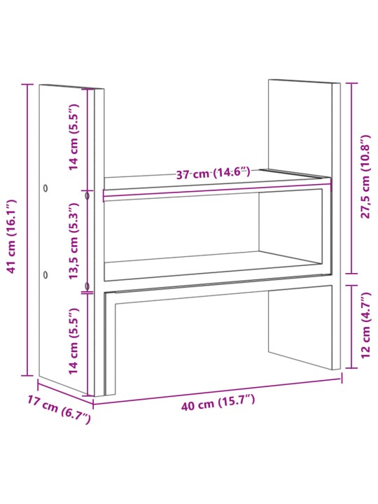 Stolní organizér nastavitelný kouřový dub 40x17x41 cm kompozit