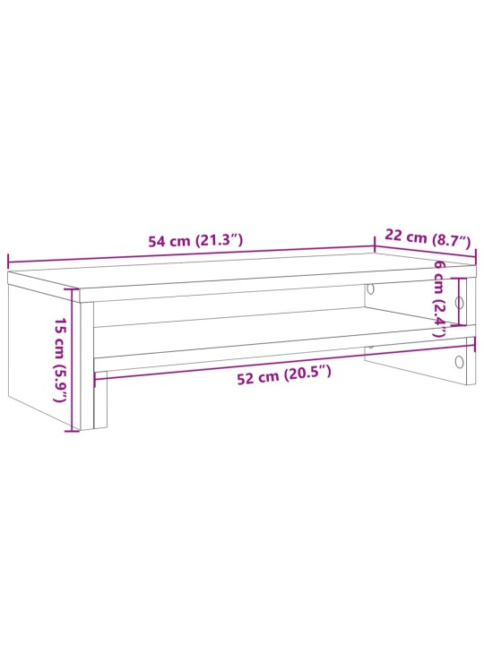 Stojan na monitor dub sonoma 54 x 22 x 15 cm kompozitní dřevo