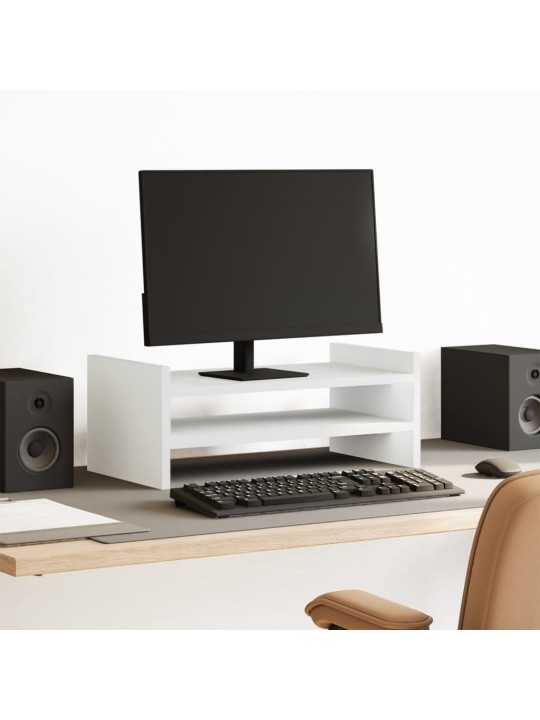 Stojan na monitor bílý 50 x 27 x 20 cm kompozitní dřevo