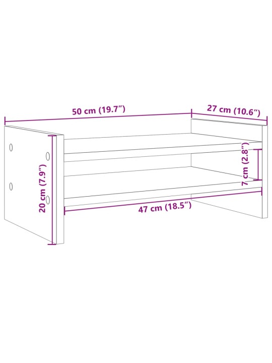 Stojan na monitor černý 50 x 27 x 20 cm kompozitní dřevo