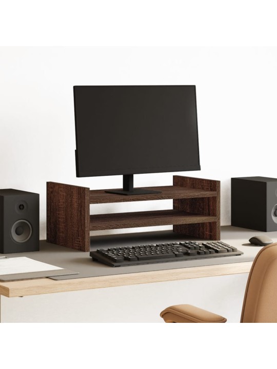 Stojan na monitor hnědý dub 50 x 27 x 20 cm kompozitní dřevo